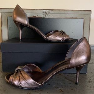 Pelle Moda Pewter Metallic Kid Nappa Heels